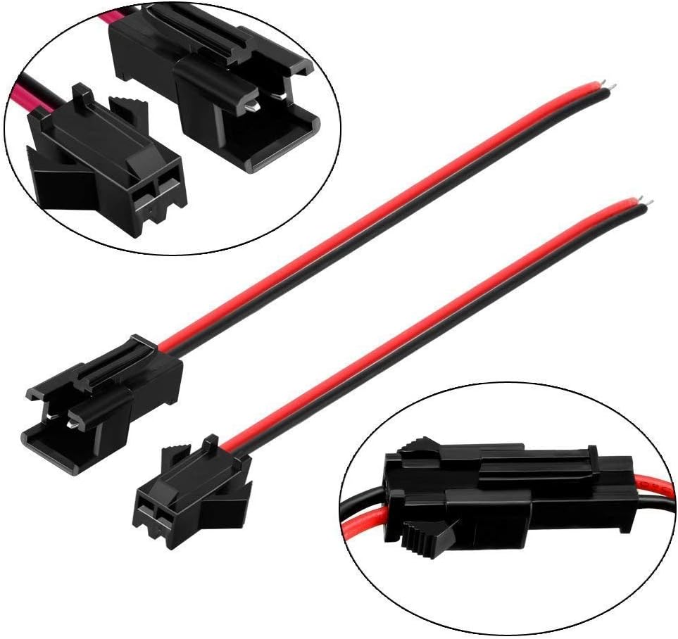 YUNIQUE GREEN-CLEAN-POWER - JST 2PIN 22AWG 135mm Wire Kit 20 works Male/Female Connectors, Nero Rosso - Image 3