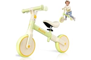 Bautia 8“ Toddler Balance Bike for 2 Year Old, Adjustable Seat & Handlebar, Age18 Months to 5 Years Old, No-Pedal Training Bike First Gifts-Green