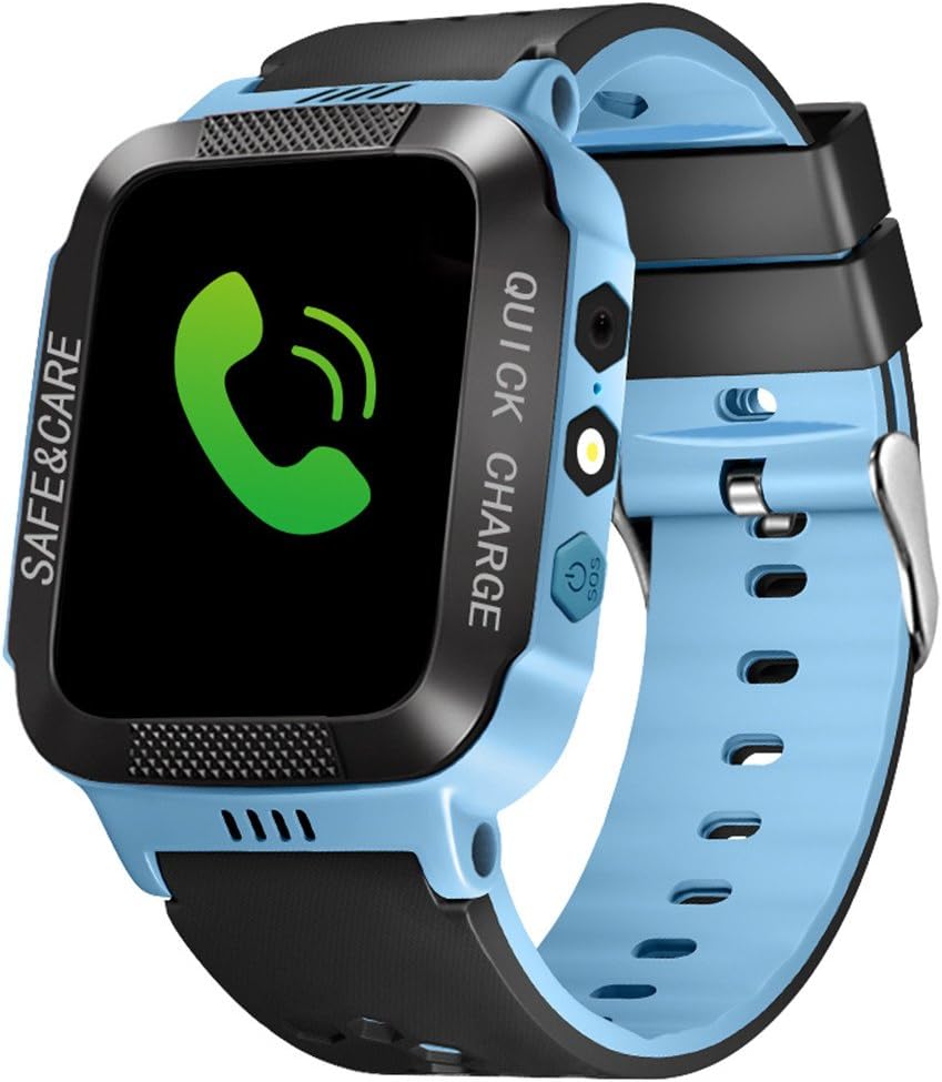 Bluetooth Smartwatch Touch Screen Wrist Watch with Camera/SIM Waterproof Phone Smart Watch Sports Fitness Tracker Girls Boys Smart Watches with Children's Smart Wrist Kids Gifts Learnin (Black Blue)