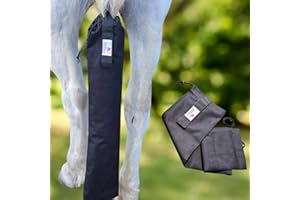 MANE & STABLE Waterproof Horse Tail Bag – Adjustable Protective Wrap & Guard for Braided or Loose Tails – Quick-Release, Show-Ready Tail Care for Equestrians – 31.5" Long, Black (Solid)