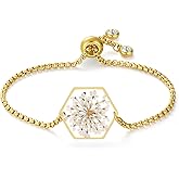 AUNTESIGN Forget-Me-Not Pressed Wildflower Bracelet | Pressed Flower Bracelet | Gold/Silver Pressed Flower Jewelry | Personalized Handmade Jewelry | Gift For Women