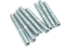 HAOZHENG Hanger Bolt M6x50 Silvery Double Headed Bolt Self-Tapping Screw for Furniture 8Pcs