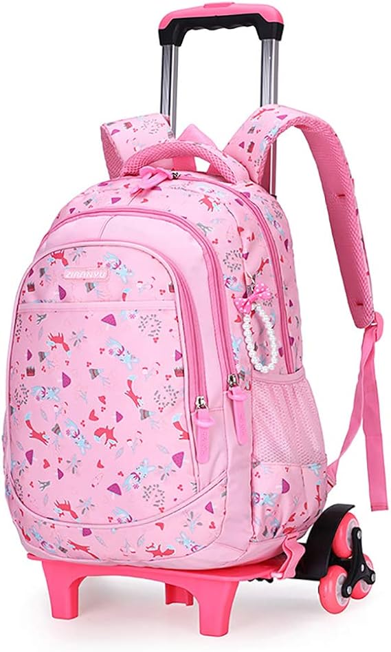 With wheels Student School bag Backpack Girl Trolley 712 years old