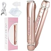 Bikini Trimmer for Women,2 in 1 Dual Head Womens Electric Shaver, Electric Razors for Pubic Hair, IPX7 Waterproof Rechargeable Facial Hair Removal for Shaving Underarm Leg Arm Body Face(Gold)