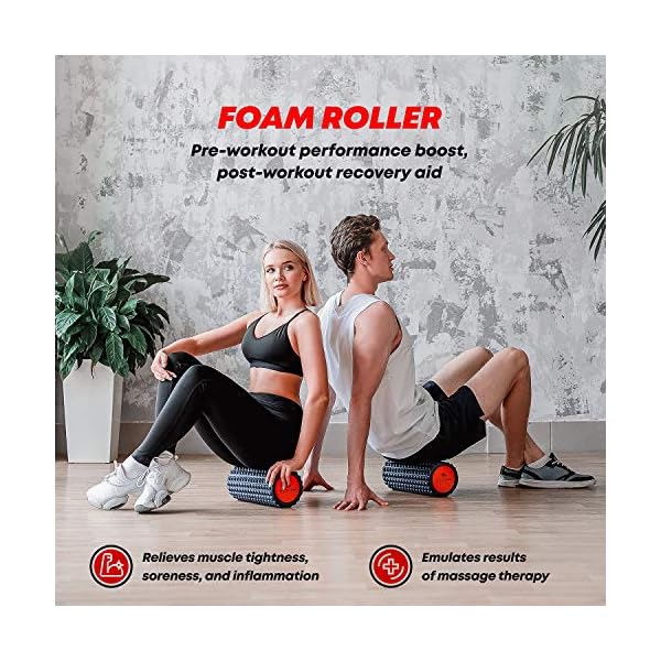ELVIRE-Foam-Roller-Massage-Set-for-Deep-Tissue-Muscle-Massage-Back-Legs-Arms-Neck--Physio-Trigger-Point-Foam-Roller-Soft-Foam-Roller-Massage-Ball-Foot-Massage-Roller-Guide ELVIRE Foam Roller Deep Tissue Massager Set - Includes: Foam Rollers, Massage Roller Soft & Trigger Point, Massage Ball…