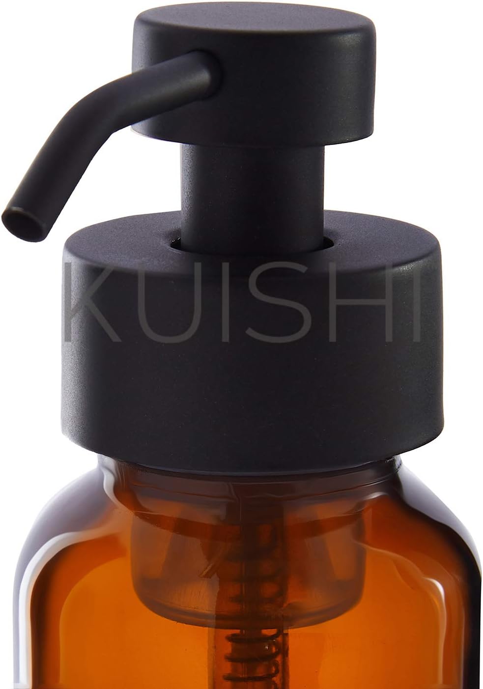 Kuishi Amber Glass Foaming Liquid Soap Dispenser with Black Pump, 250ml Recycled Soap Bottle - Image 3
