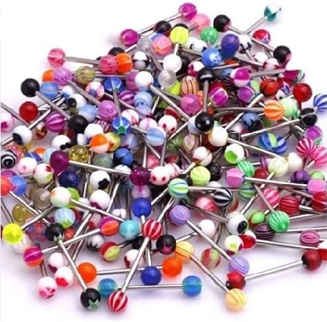 Wholesale Lot 25pcs 14g Tongue Rings Mix with 25pcs Belly Rings