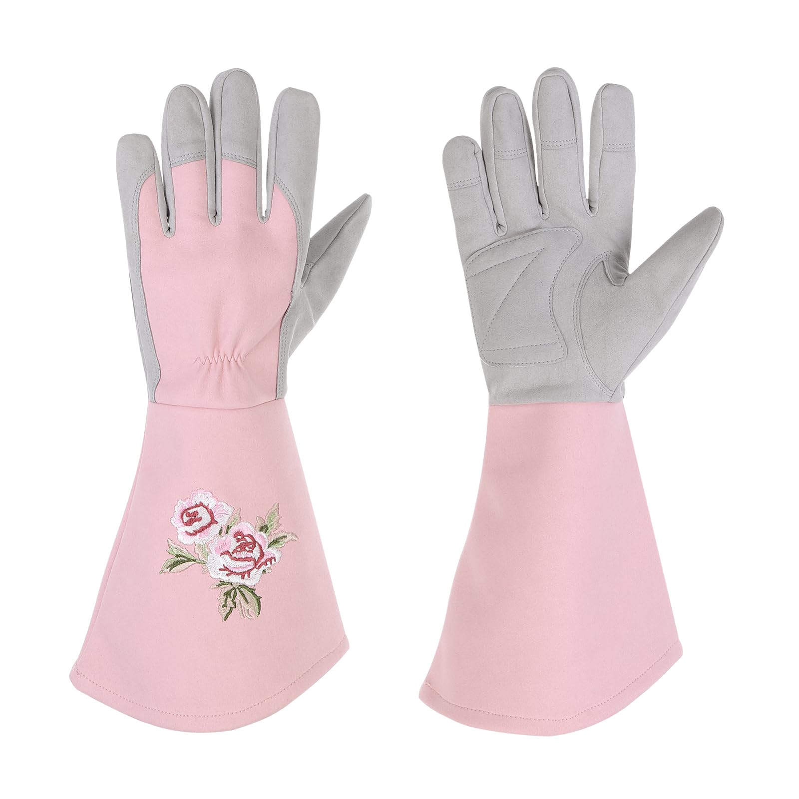 PATIKIL Women Gardening Gloves Thorn Proof, Large Extra Long Leather Garden Gloves Rose Pruning Gloves for Planting Pruning Digging, Pink