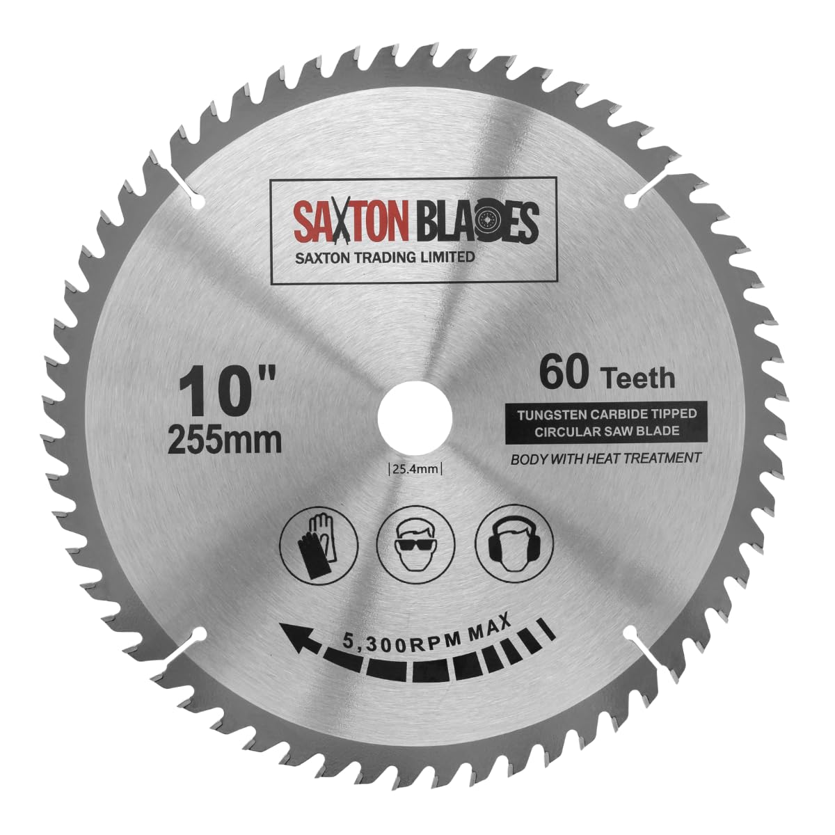 Saxton TCT Circular Wood Mitre Saw Blade 255mm x 60T x 25.4mm Bore fits Evolution Rage Saws