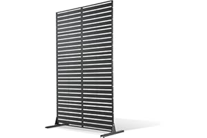 VEVOR Metal Privacy Screen, 44" W x 72" H Freestanding Modern Privacy Fence, Garden Divider Panel with Extended Base & Reinfo
