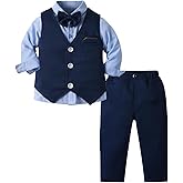 Baby Boys Pants Sets, Infant Long Sleeve Shirt + Pants + Bow Tie + Vest Outfits