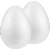 Abaodam 2Pcs Large White Foam Eggs Giant Smooth Craft Fake Foam Eggs 8-Inch | Polystyrene Foam Fake Eggs for DIY Crafts Painting School Art Projects for Easter Spring Halloween Christmas Holiday Party