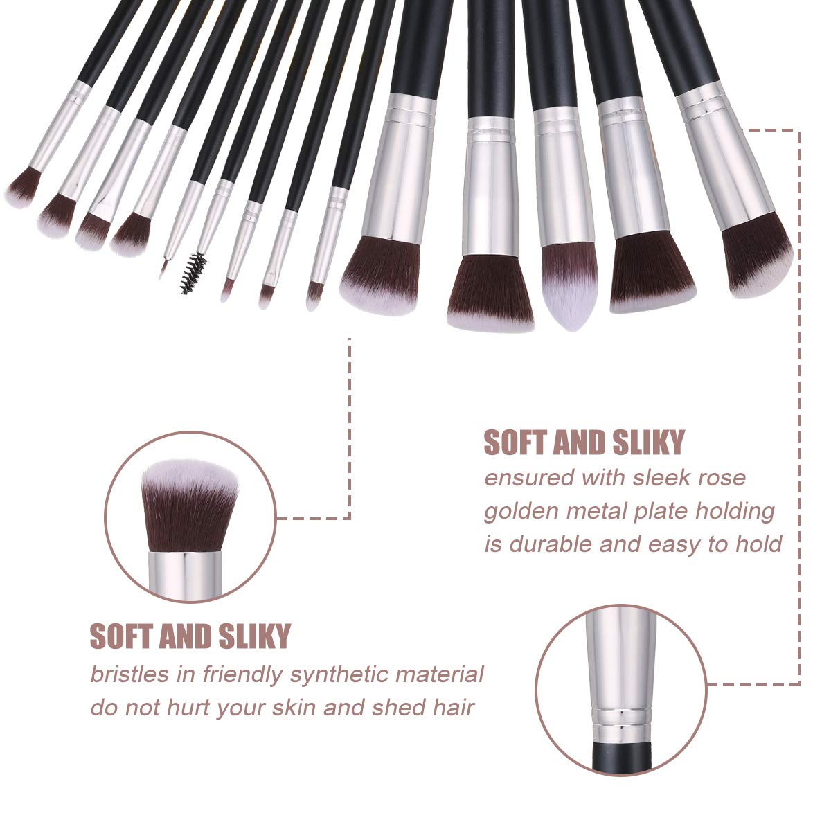 Akstore Makeup Brushes 14 Pcs Makeup Brush Set Travel makeup brush set with 4 Makeup Sponge Blender 2 Makeup Foundation Sponge Air Cushion Powder Puff 1 silicone brush cleaner (Silver): Beauty