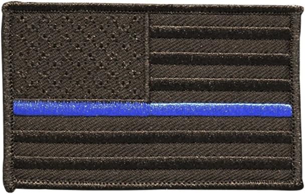 Thin Blue Line American Flag Patch by Morale Patch Armory - Subdued Embroidered Tactical Decal | Milspec | Reinforced Hook Backing | for Tactical Hats, Bags and Gear | 2" x 3" Blackout Edition