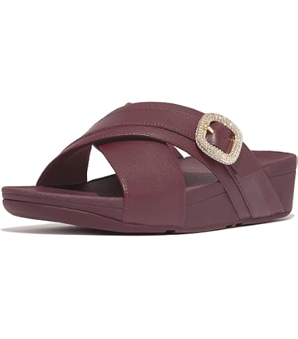 Amazon.com | FitFlop Lulu Crystal-Mix Metallic Cross Slides  display picture 1