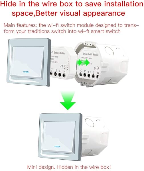 Smarthai Wifi Smart Light Switch Mdulo interruptor Aplicacin Smart LifeTuya Mando a distancia Compatible con Alexa Echo Google Home