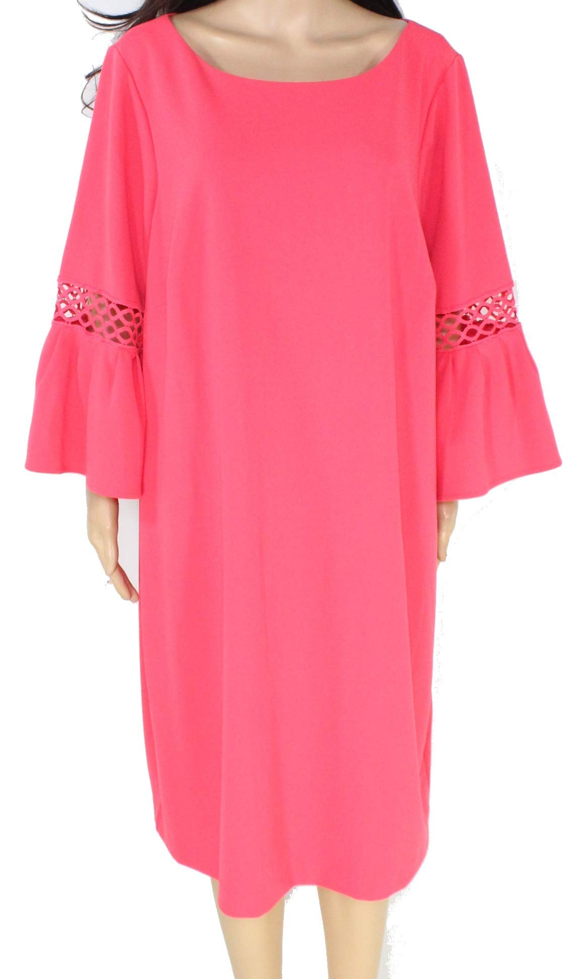 Jessica Howard Women's Plus Lace Trim Bell Sleeve Shift Dress Pink 20W