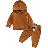 Sprifallbaby Baby Boy Sweatsuit Outfits Solid Color Hoodie Sweatshirt Sweatpants Toddler Infant Spring Fall Clothes Set