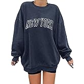 Langwyqu Women's Oversized Sweatshirt Los Angeles California Crewneck Long Sleeve Casual Loose Pullover Tops