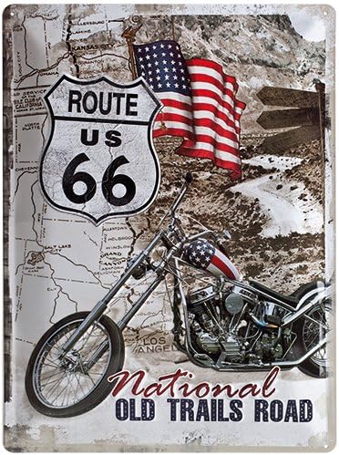 Nostalgic Art Retro Tin Sign – Route 66 Old Trails Road – Gift idea for USA fans, Metal Plaque, 30 x 40 cm