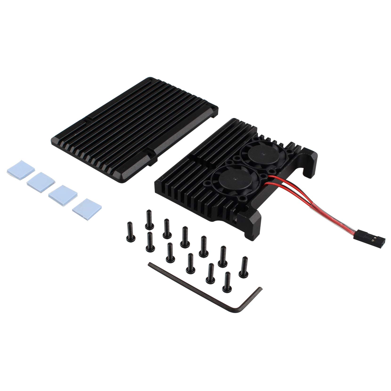 Jopto Computer Model B Armor Aluminum Alloy Case Passive Cooling Shell Metal Enclosure Heat Dissipation Auminum Alloy Box Compatible with Raspberry Pi 4B Raspberry Pi Model B Black (Case with Fan)