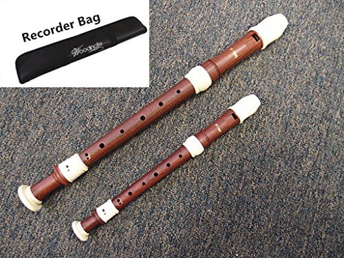 Set of 2 /Woodnote Twin Color Alto & Soprano Recorders (Wood Grain & Ivory color)-Baroque Fingering