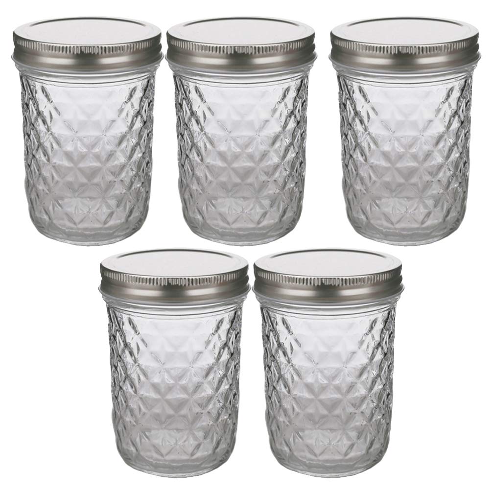 Jars 350ML - Regular Mouth Storage Jars with Airtight Lids for Canning Fermenting Pickling Fermenting Preserving Freezing Microwave Clear 5PCS