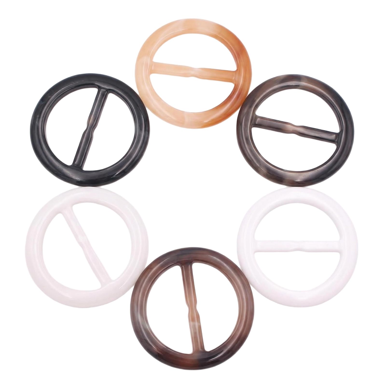 Upstore 6PCS Women Lady Girls Plastic Round Circle Scarf Ring Scarves Buckle Silk Clasp Clips Clothing Ring Wrap Holder for Silk Neckerchief Clothing T-Shirt(Color Random) (Diameter 50mm/2'')