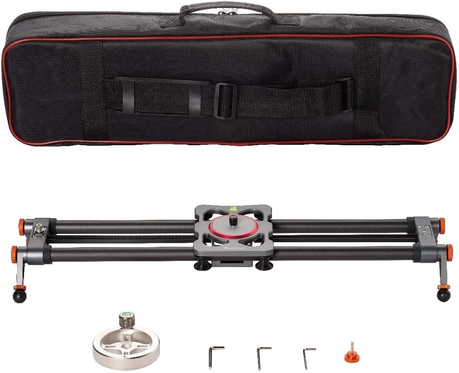 ANNSM 24 inch/60 CMs Carbon Fiber Rail Camera Slider with 1/4 inch Screw Mount Belt Pulley Flywheel Driving Length Adjustable Legs, Carry-on Bag Loading up to 18lbs /8Kgs for DSLR Cameras/Camcorders : Camera & Photo