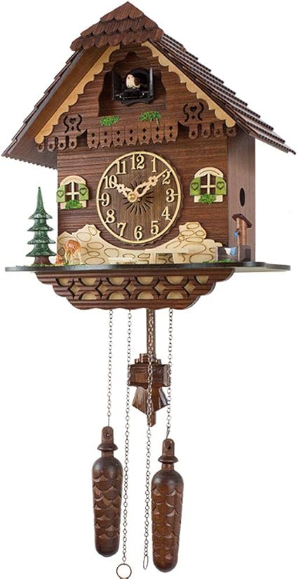 Kiwg Pendule Murale Vintage Pendule Murale Bois Grosse Pendule Murale Pendule A Coucou Fait Main Maison En Bois Horloge Murale Decoration De La Maison Amazon Fr Cuisine Maison