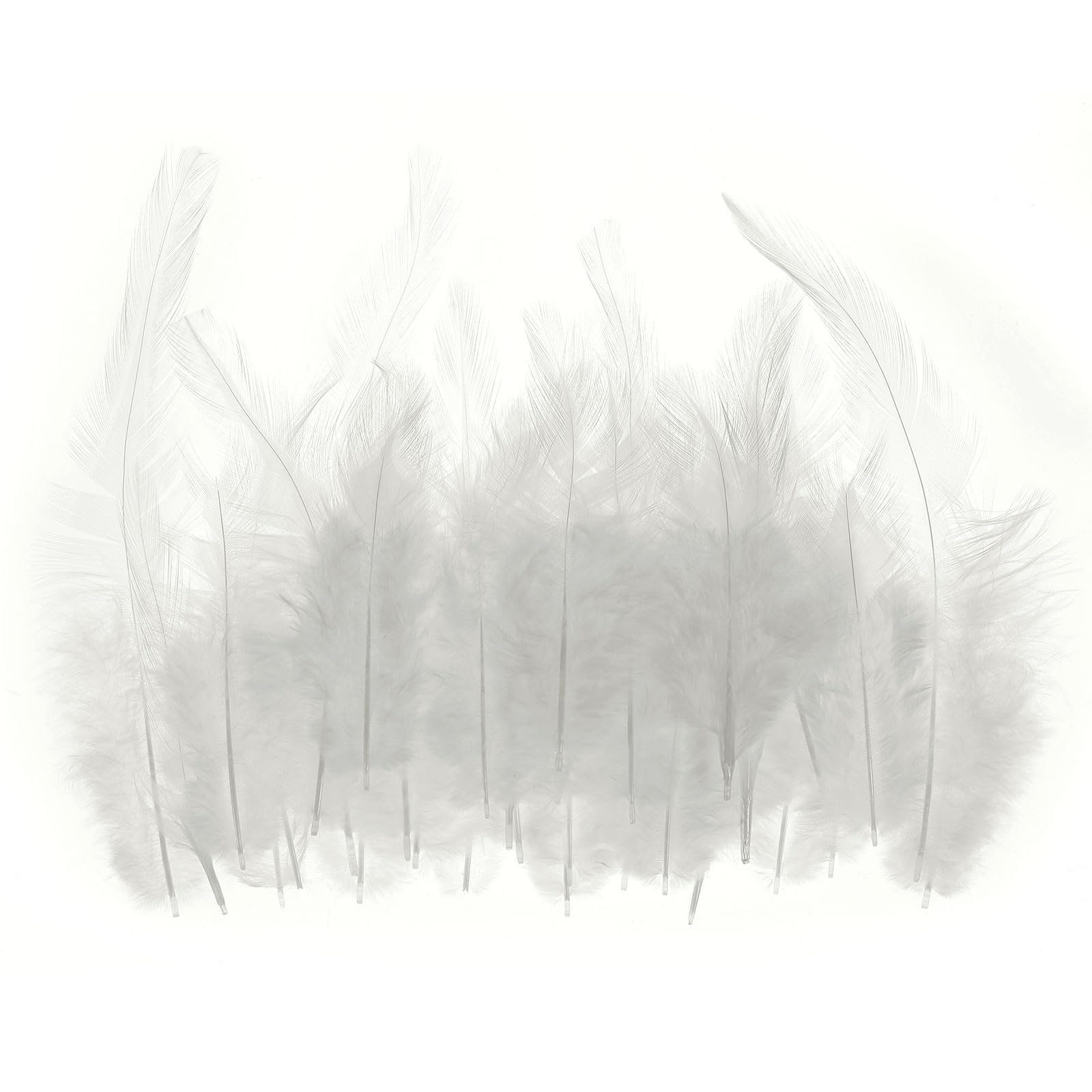 PATIKIL 3-6 Inch Saddle Hackle Rooster Feather, 100 Pcs Bulk Natural Feathers Fluffy Craft Feathers for Dream Catcher Earrings Pendant, White