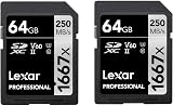 Lexar 1667x SD Card 64GB 2-Pack SDXC UHS-II 250MB/s Read 120MB/s Write U3 V60