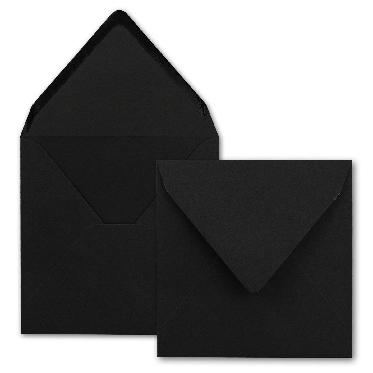 Neuser - Square Envelope, Black, Heavy Quality - Very Strong - 110 g/m², 158 x 158 mm, gummed Top Flap, Colourful 100 Umschläge black