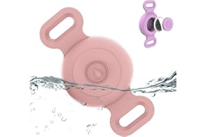 TYANUZZ Waterproof Airtag Dog Collar Holder Compatible with Apple AirTag, Silicone Waterproof Air Tag Case for Dog Collar, Anti-Lost AirTag Holder for Pet Cat Dog GPS Tracker (Pink)