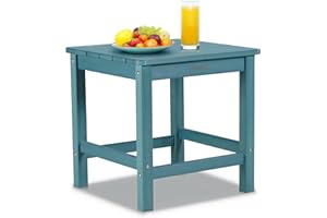 Cecarol Adirondack Side Table, 19.6" Square Oversized Outdoor Side Table, Fade-Resistant and Weather Resistant End Table, Poly Resin Plastic Table for Porch, Patio, Seaside, Blue-OST01