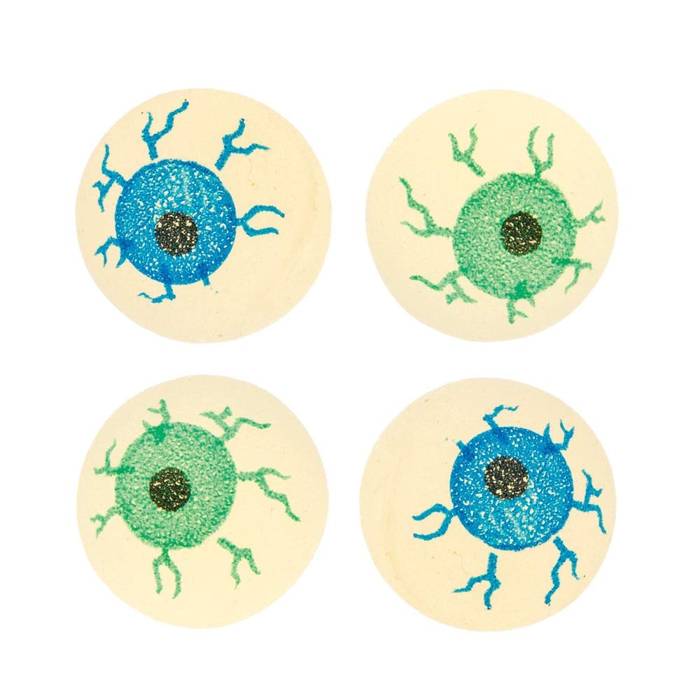 Baker Ross AW950 Eye Ball Bouncy Ball - Pack Of 6, Glow In The Dark Bouncy Rubber Toy for Halloween Trick or Treats