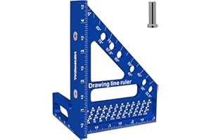 VIEWREAL 3D Multi-Angle Aluminum Alloy Woodworking Square Ruler, 22.5-90 Degree Protractor, High Precision Miter Triangle Ruler for Engineers, Carpenters, and Craftsmen