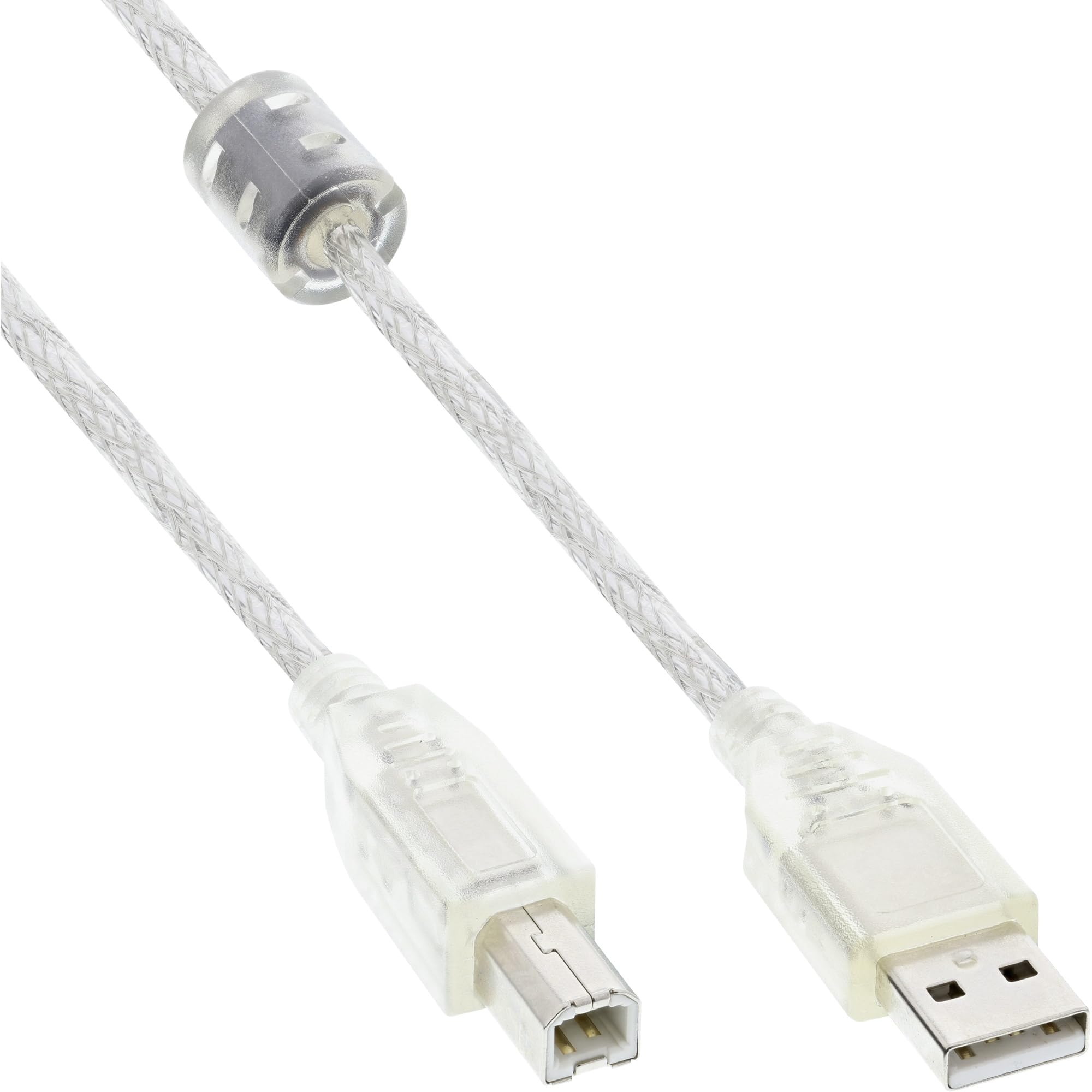 InLine® USB 2.0 cable, transparent, AM/BM, with ferrite core, 2m 1x