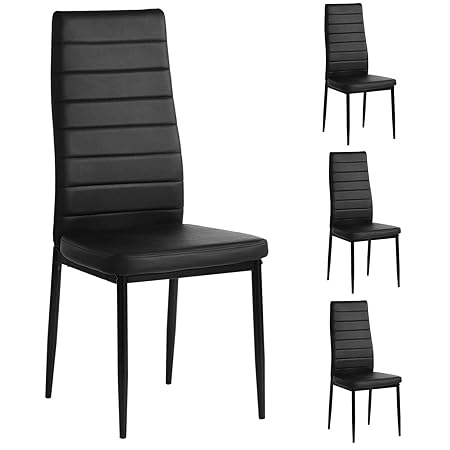 Aingoo Küchenstühle 4er Set Esszimmerstuhl,Wohnzimmerstühle,Esszimmerstühl,Polsterstühle Hochlehner Aus TOP PU Kunstleder Met