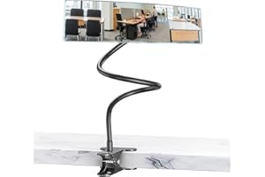 Nanningo Clip-On Security Mirror to See Behind You - 12" x 3" Convex Cubicle Mirror for Personal Safety, 360° Adjustable Rear View Monitor for Desk, Office, Warehouse & Workplace Security - 20in