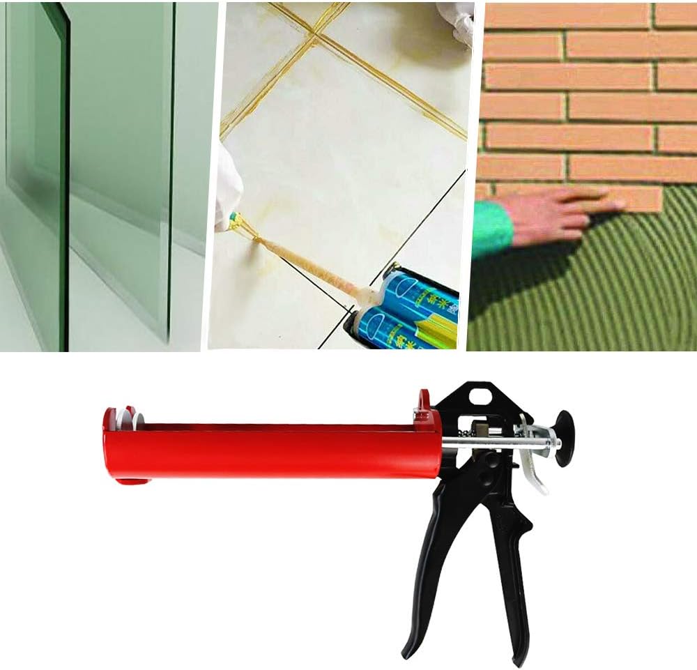 Manual Double Epoxy Gun 400 mL/13.5 fl oz (1:1 Mix Ratio) Dual Component Applicator for Panel Bond 2 Part Cartridge Caulking Gun (Passion Red) - - 