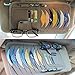 Car Sun Visor Sunshade CD DVD VCD Disc Sleeve Wallet PU Leather Storage Case Holder with Glasses and Cards Organizer Clips Black Color
