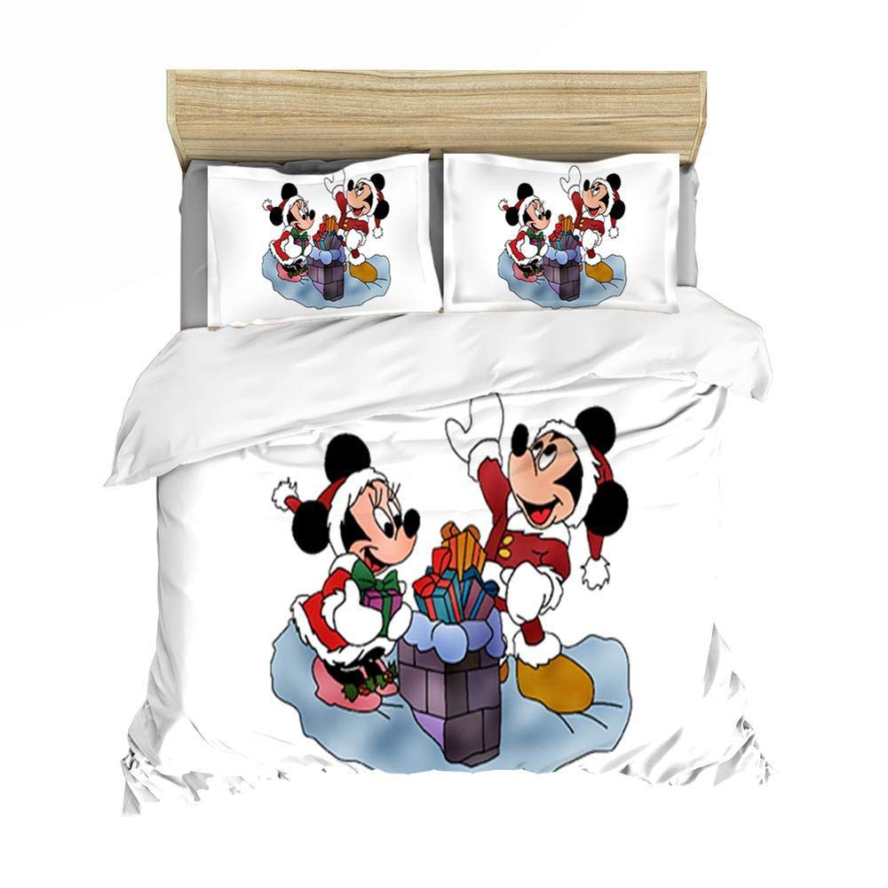 Best Quality - New Minnie Mickey Christmas Bedding Set Duvet Cover Bed Set Christmas Gift Nightmare Before Christmas Size - US-Queen