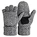 Bodvera Thermal Insulation Fingerless Texting Gloves Unisex Winter Warm Knitted Convertible Mittens with Flap Cover LG