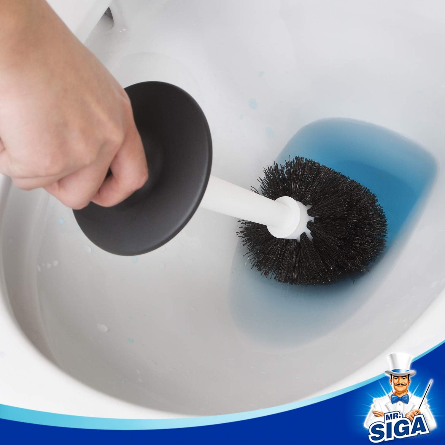 MR.SIGA Toilet Bowl Brush and Holder for Bathroom, Black, 1 Pack: Kitchen & Dining