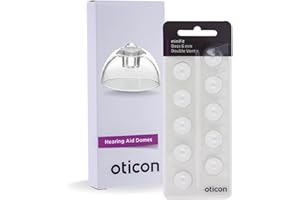OTTO TECH Oticon MiniFit Bass Double Vent 6mm = 0.24 inches - Small 10 Domes, Genuine OEM Denmark Replacements, Oticon Hearing Aid Domes Compatible with Oticon Bernafon Sonic Hearing Aids -1 Pack/10 Domes Total