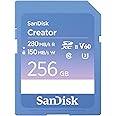SanDisk 256GB Creator SD UHS-II Card, Read speeds up to 280MB/s, for DSLR and Mirrorless Cameras, 4K UHD, 6K Video, V60, 1 Month of Adobe Creative Cloud Included - SDSDXEP-256G-GNCIS