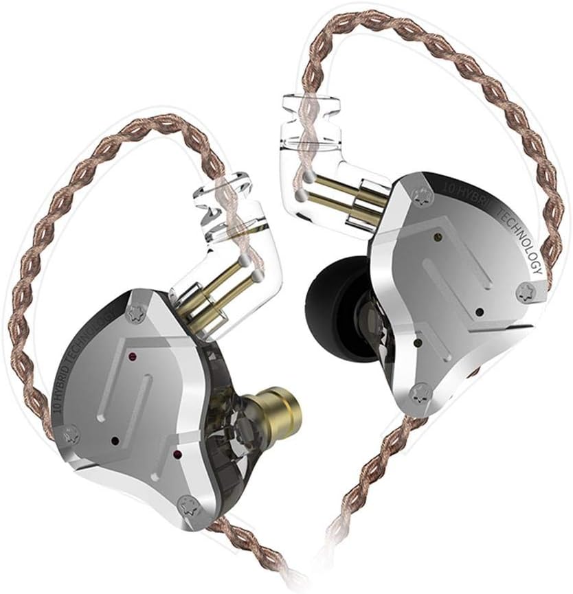 KZ ZS10 Pro 4BA+1DD Hybrid Earphones HiFi Bass Metal Earbuds in Ear DJ Monitor Wired Sports Exercise Earphones(No MIC)(Black)