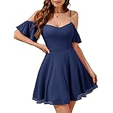 Meetjen Womens Short Cocktail Dresses 2026 Formal Party Sparkly Sequin Graduation Off Shoulder Prom Dress for Teens