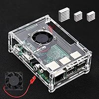 AYUQI Raspberry Pi 3 B+ Case with Fan and 3 PCS Heatsinks for Rapsberry Compatible with pi 3 Model B+ / Pi 3 Model B/Pi 3 / Pi 2 / Pi 2B Clear